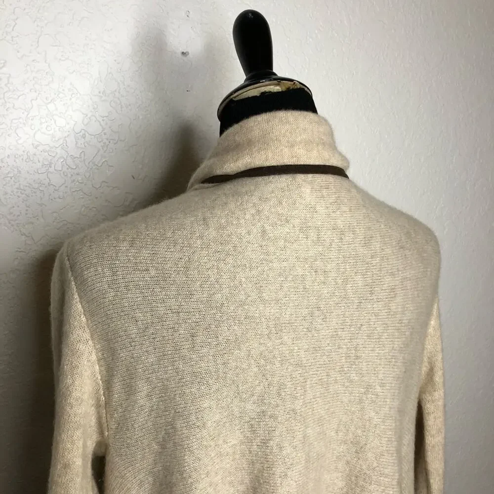 Michele Negri cream tan cashmere open front cardigan